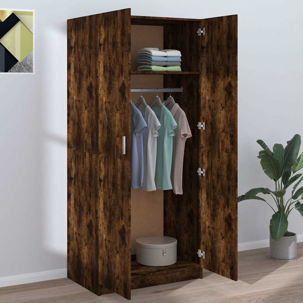 Garde-robe Chêne fumé 80x52x180 cm Bois d'ingénierie