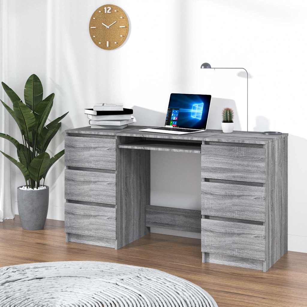 Bureau Sonoma gris 140x50x77 cm Bois d'ingénierie - XIOS
