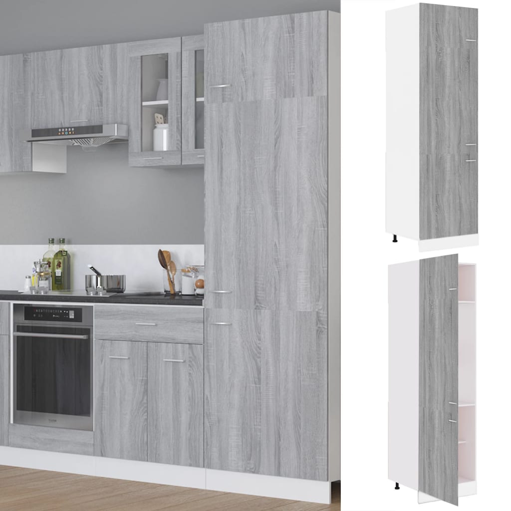 Armoire réfrigérée "Lyon" Gris Sonoma 60 x 57 x 207 cm Bois d'ingénierie