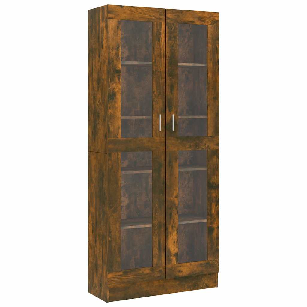 Armoire à vitrine Chêne fumé 82,5x30,5x185 cm Bois ingénierie