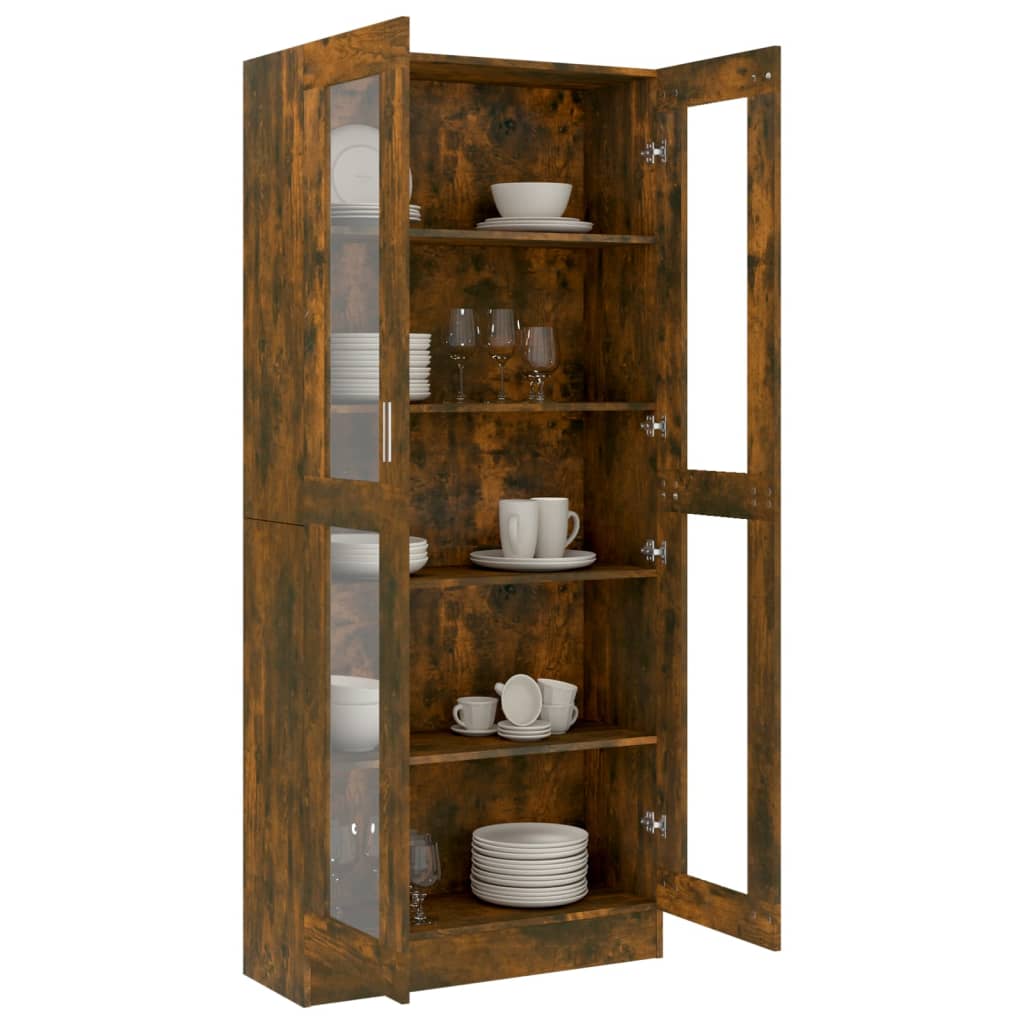 Armoire à vitrine Chêne fumé 82,5x30,5x185,5 cm Bois ingénierie - XIOS