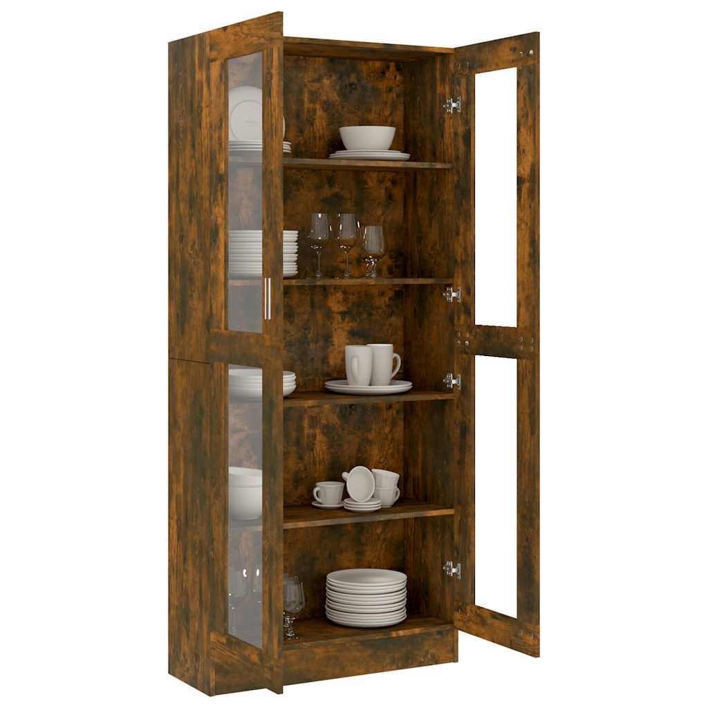 Armoire à vitrine Chêne fumé 82,5x30,5x185 cm Bois ingénierie - XIOS