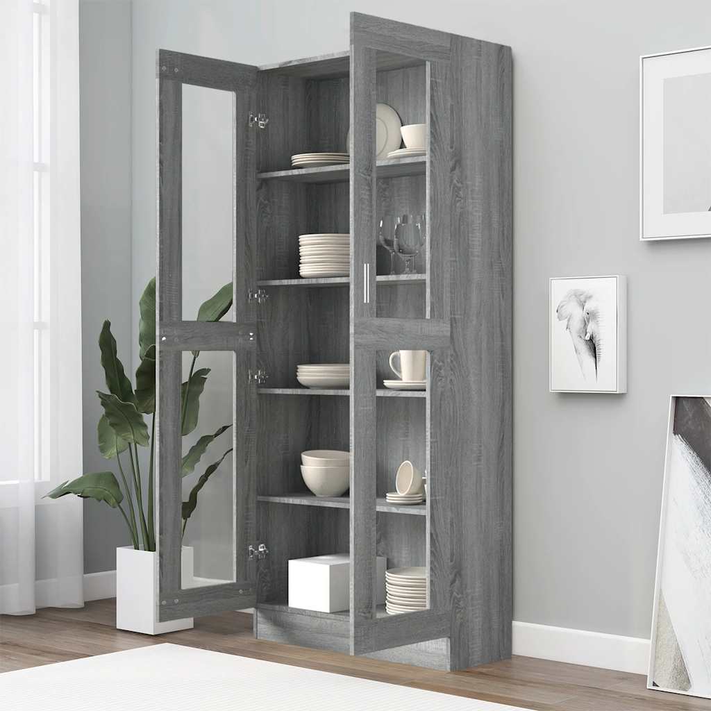 Armoire à vitrine Sonoma gris 82,5x30,5x185cm Bois ingénierie - XIOS