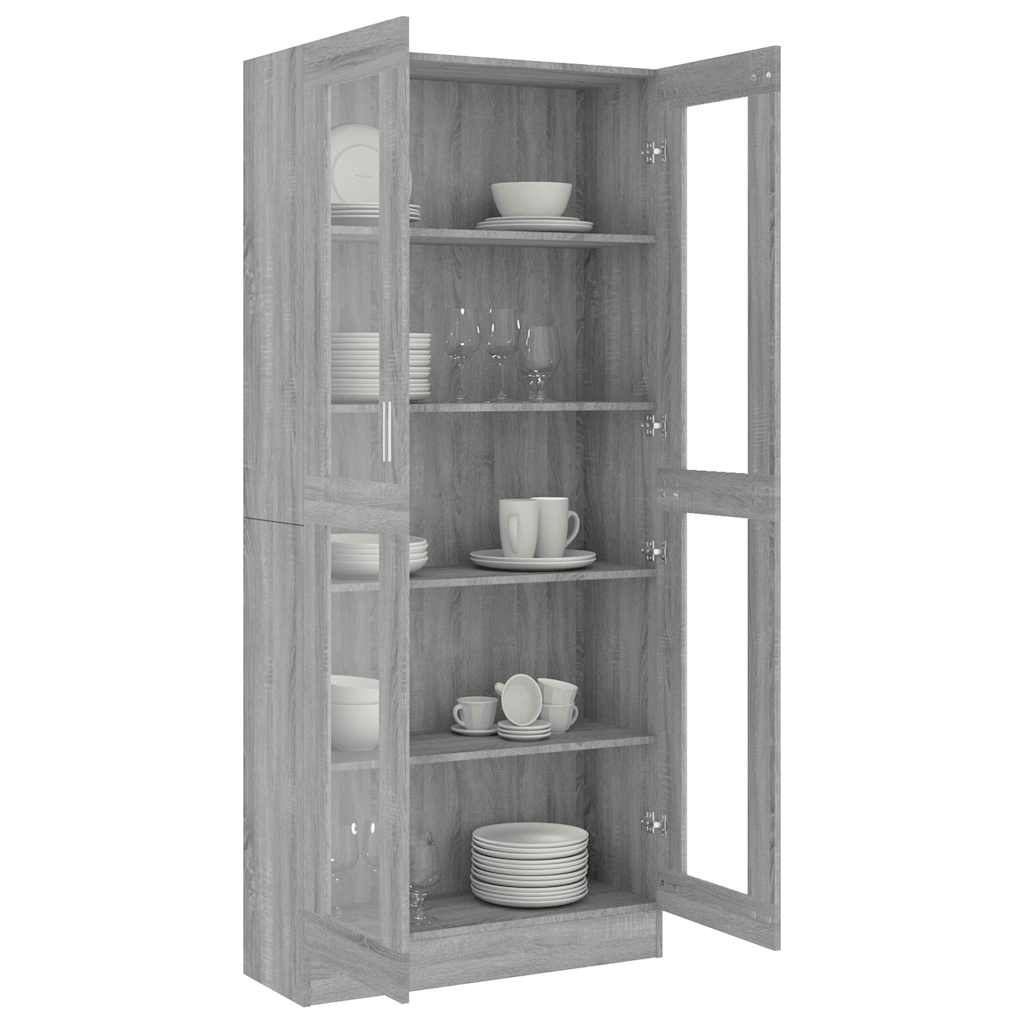 Armoire à vitrine Sonoma gris 82,5x30,5x185cm Bois ingénierie - XIOS