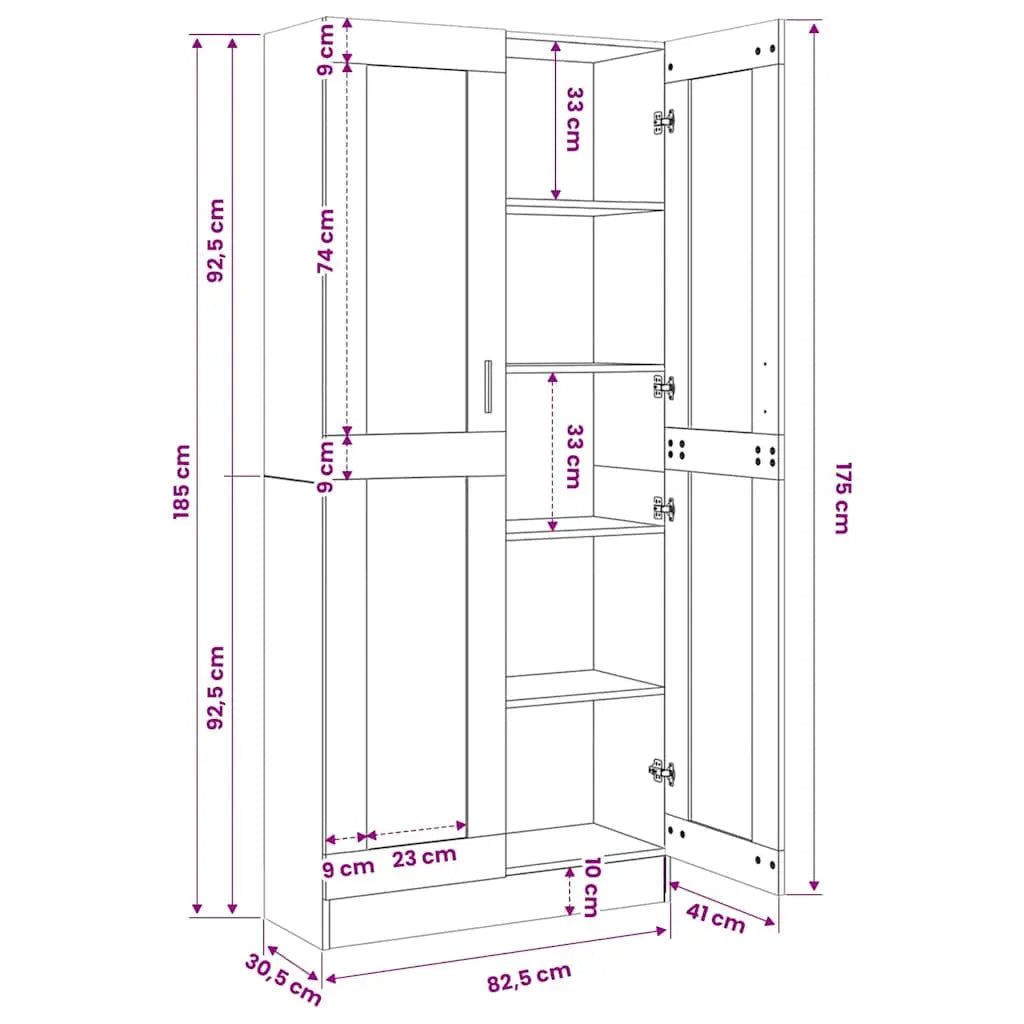 Armoire à vitrine Sonoma gris 82,5x30,5x185cm Bois ingénierie - XIOS