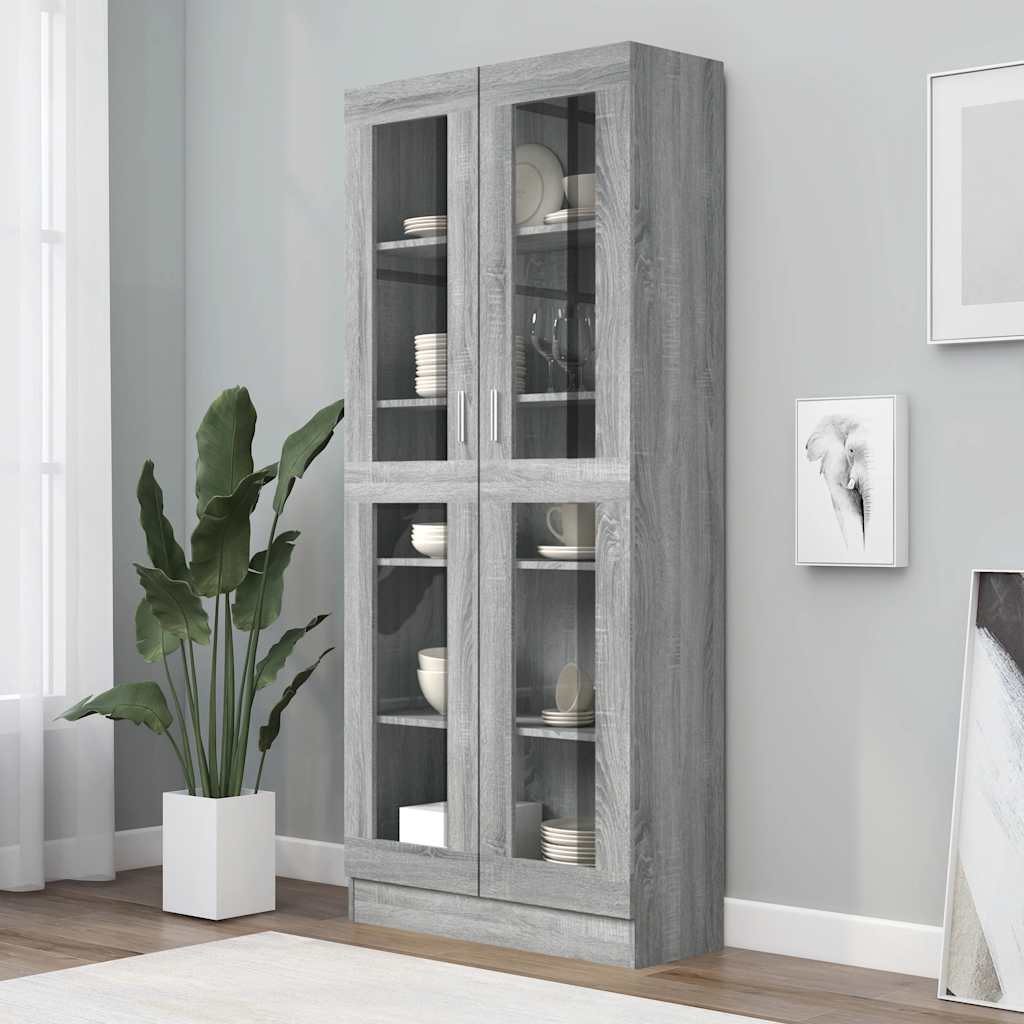 Armoire à vitrine Sonoma gris 82,5x30,5x185cm Bois ingénierie - XIOS