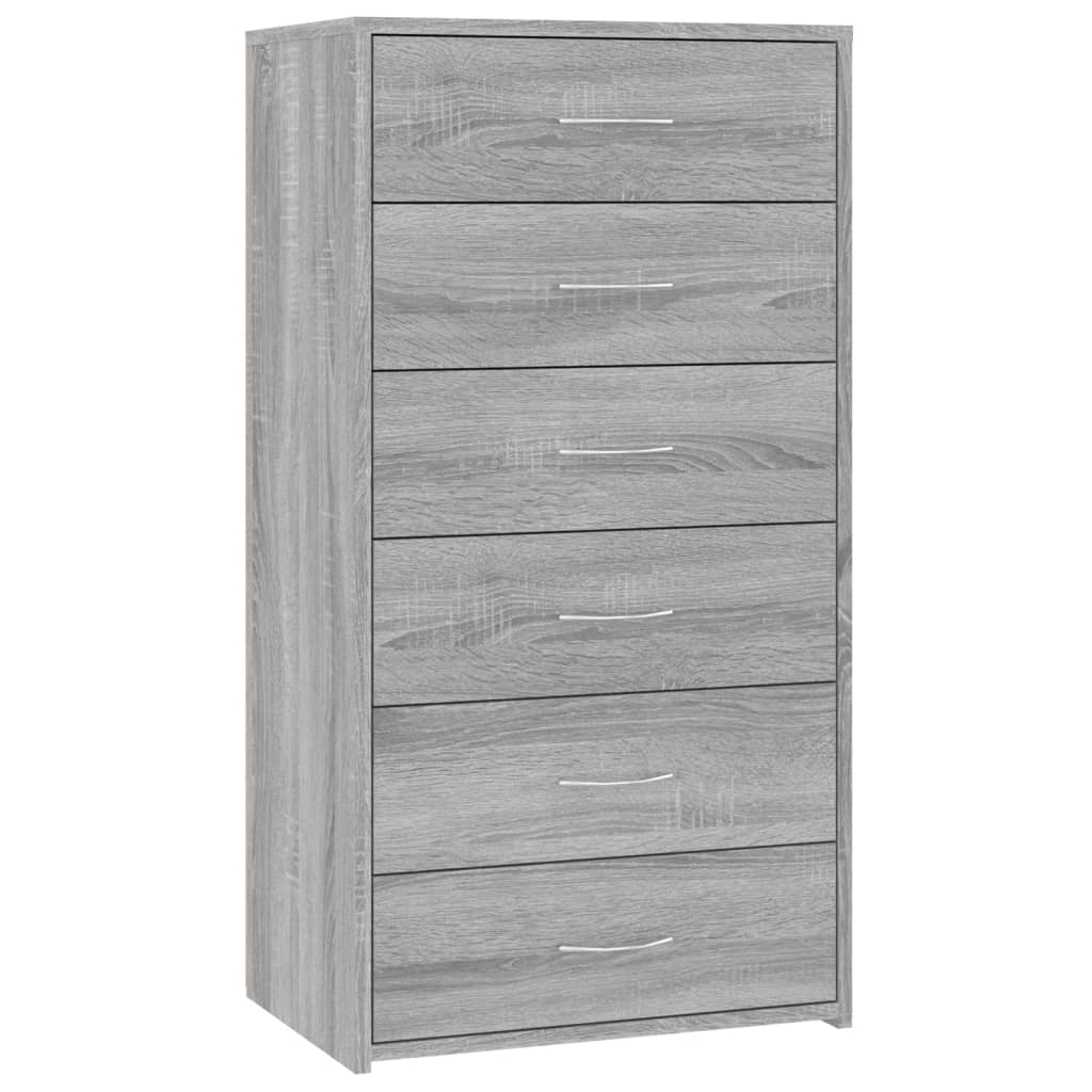 Buffet avec 6 tiroirs Sonoma gris 50x34x96 cm Bois d'ingénierie - XIOS