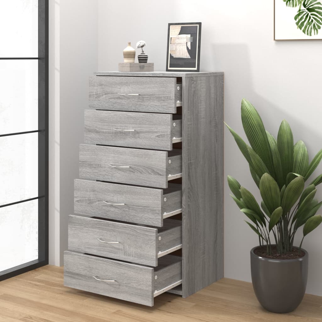 Buffet avec 6 tiroirs Sonoma gris 50x34x96 cm Bois d'ingénierie - XIOS