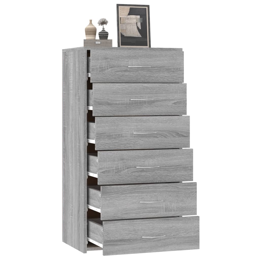 Buffet avec 6 tiroirs Sonoma gris 50x34x96 cm Bois d'ingénierie - XIOS