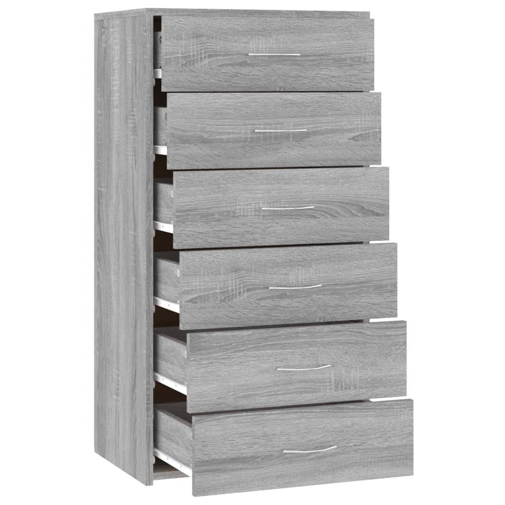 Buffet avec 6 tiroirs Sonoma gris 50x34x96 cm Bois d'ingénierie - XIOS