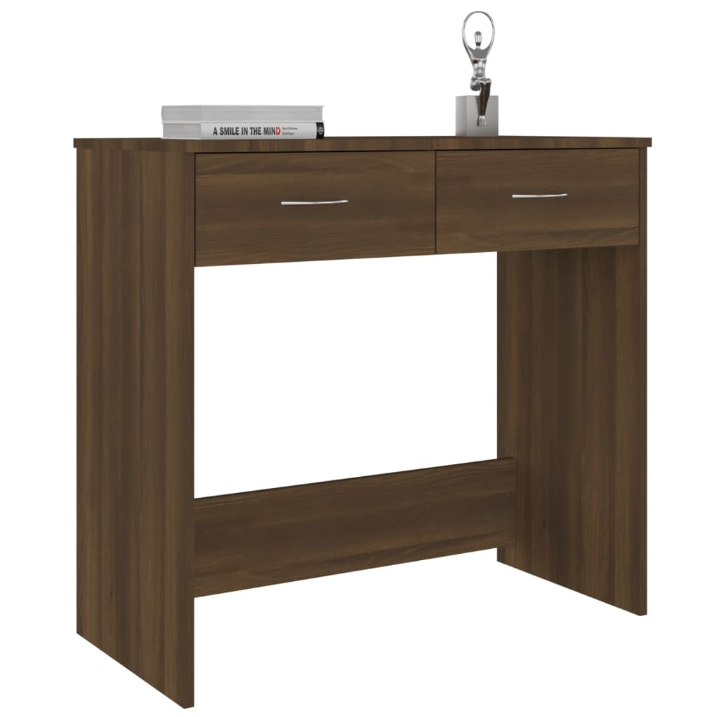 Bureau chêne marron 80x40x75 cm bois d'ingénierie