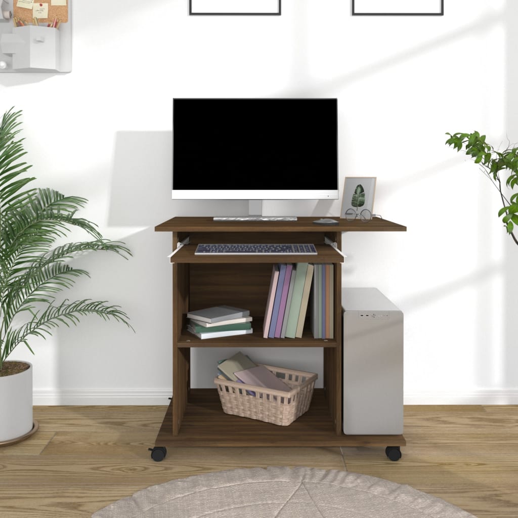 Bureau d'ordinateur Chêne marron 80x50x75 cm Bois d'ingénierie - XIOS