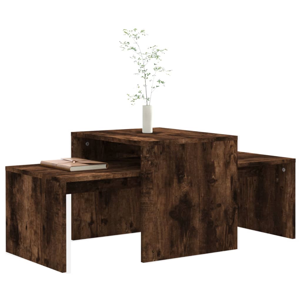 Ensemble table basse Chêne fumé 100x48x40 cm Bois d'ingénierie - XIOS