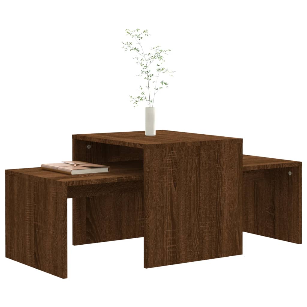 Ensemble table basse Chêne marron 100x48x40cm Bois d'ingénierie - XIOS