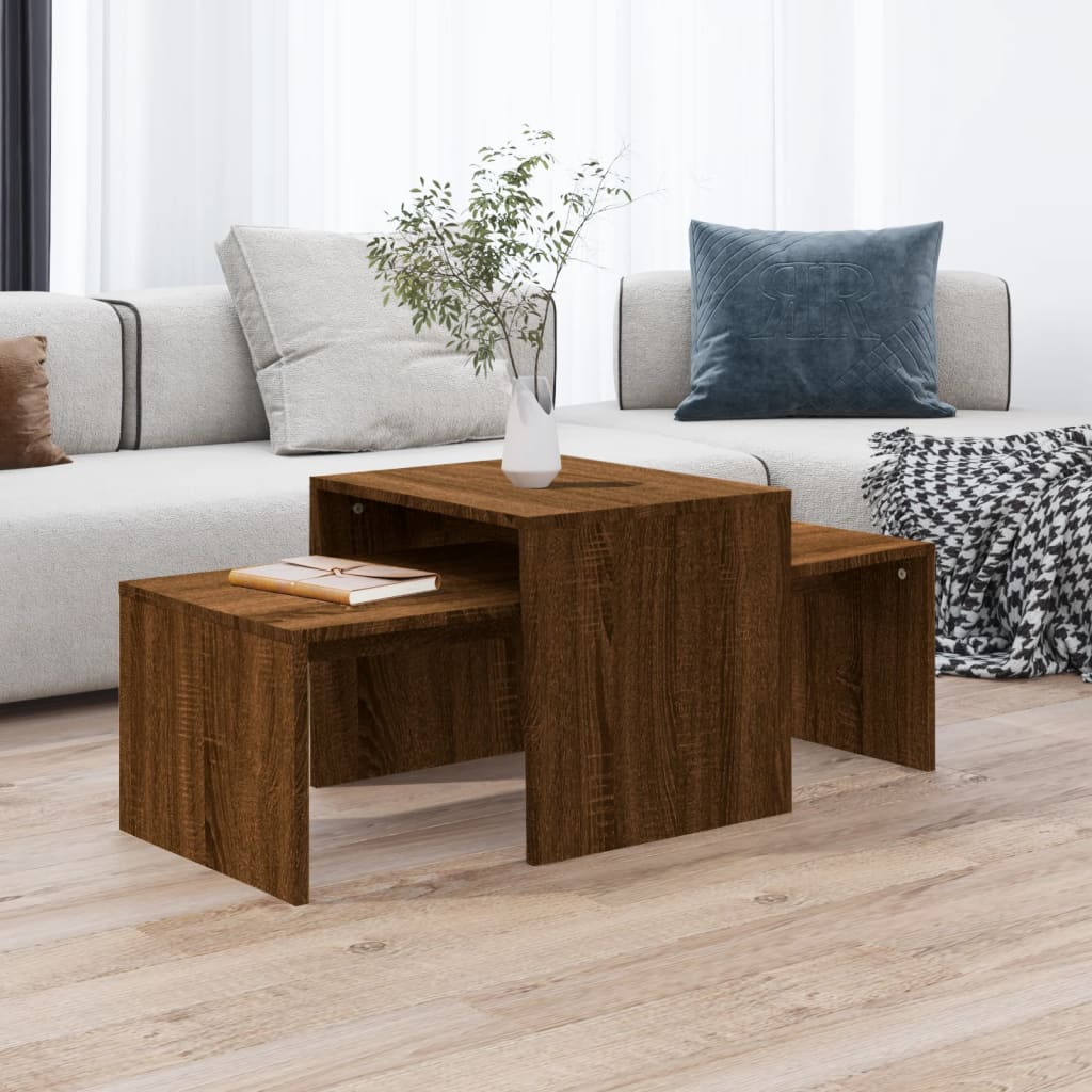 Ensemble table basse Chêne marron 100x48x40cm Bois d'ingénierie - XIOS