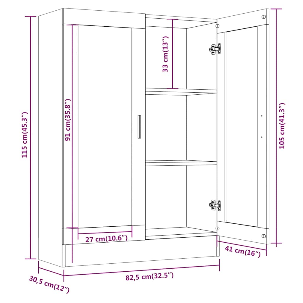Armoire à vitrine Sonoma gris 82,5x30,5x115cm Bois d'ingénierie - XIOS