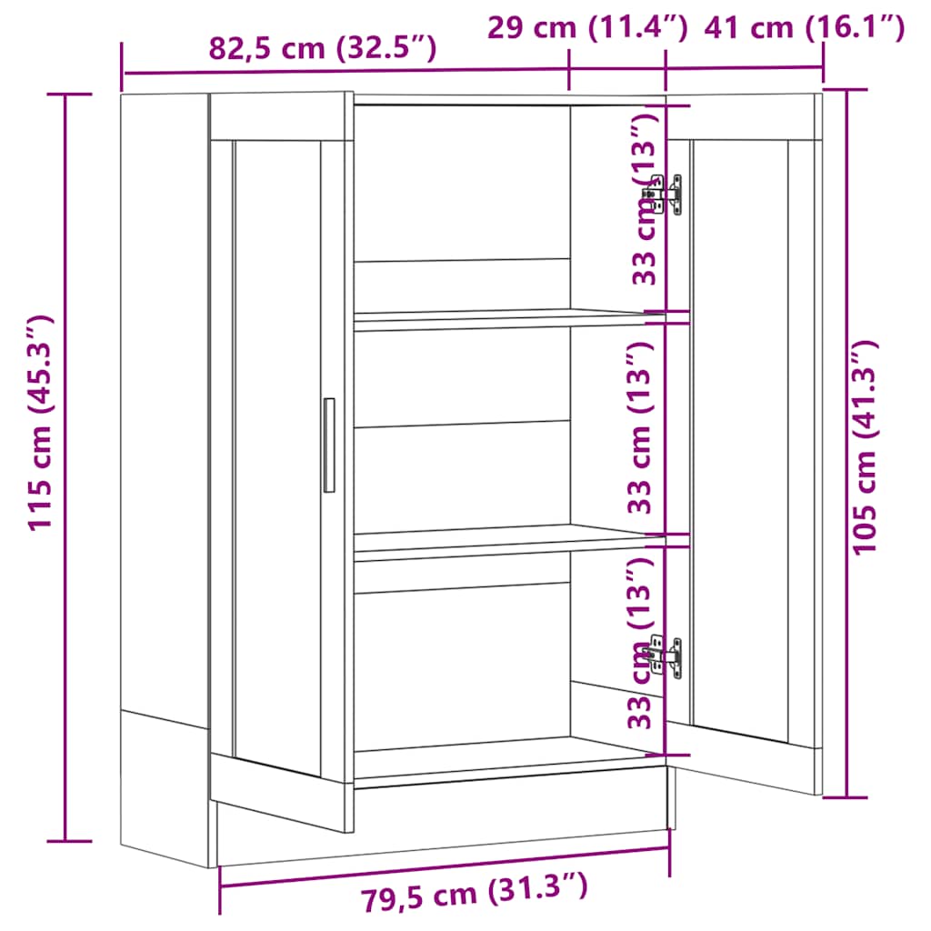 Armoire à vitrine Sonoma gris 82,5x30,5x115cm Bois d'ingénierie - XIOS