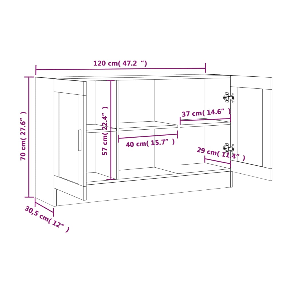 Buffet Chêne fumé 120x30,5x70 cm Bois d'ingénierie - XIOS