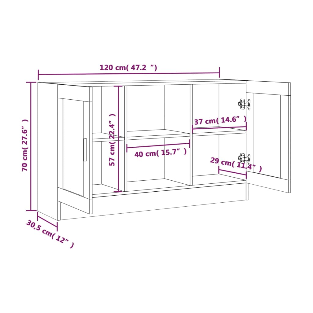 Buffet Chêne marron 120x30,5x70 cm Bois d'ingénierie - XIOS