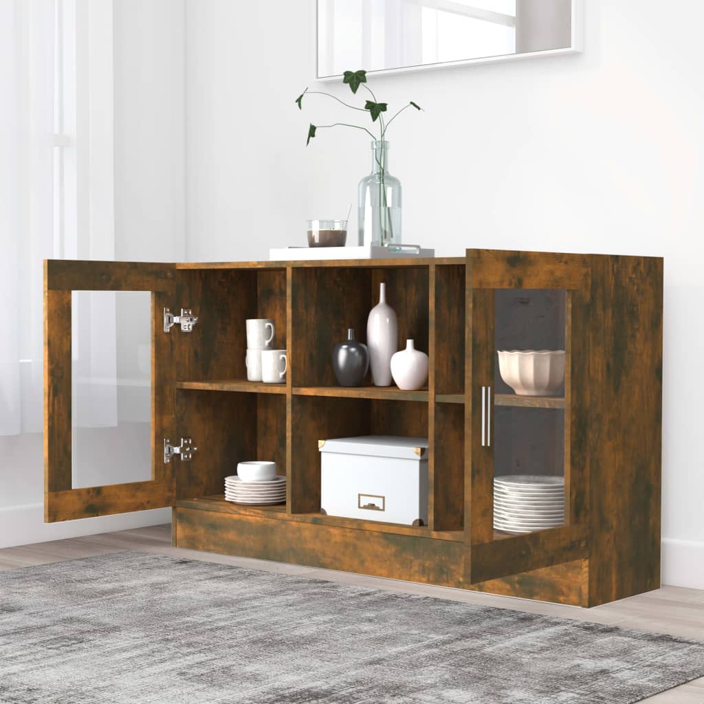 Armoire à vitrine Chêne fumé 120x30,5x70 cm Bois d'ingénierie - XIOS