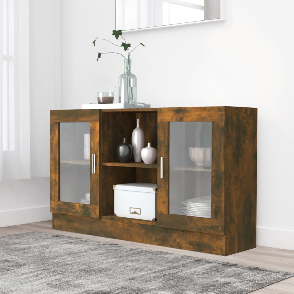 Armoire à vitrine Chêne fumé 120x30,5x70 cm Bois d'ingénierie - XIOS