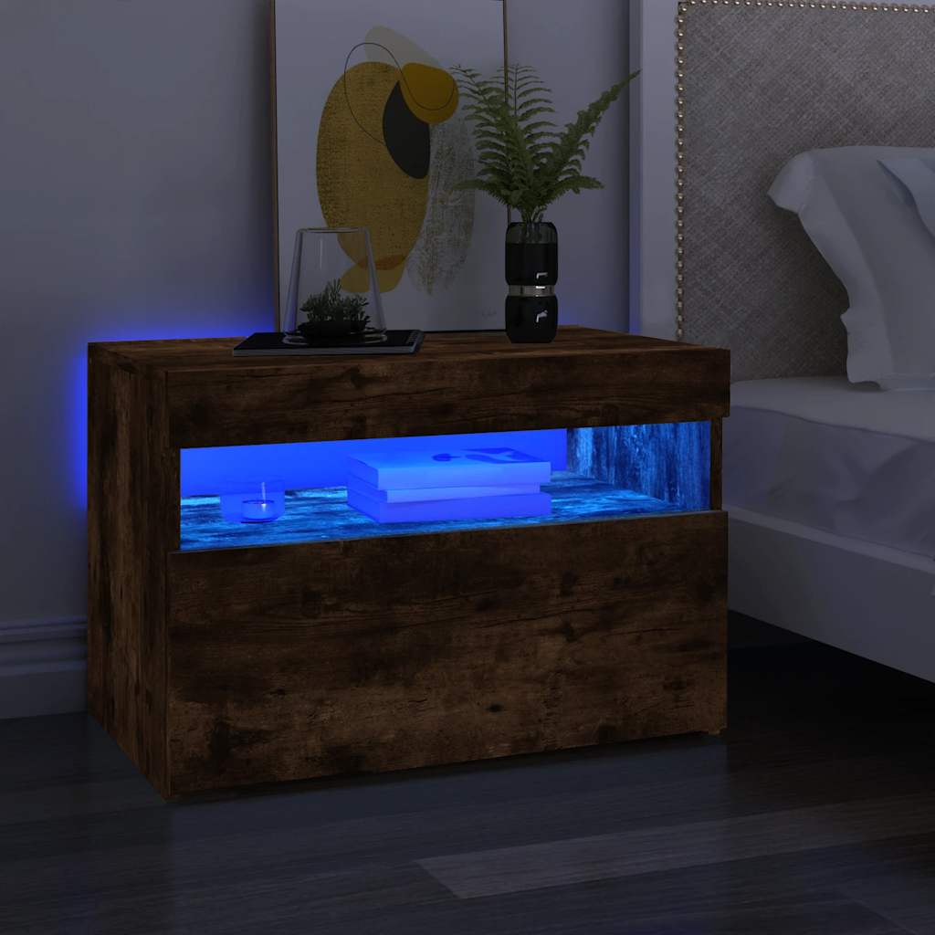 Meuble TV avec lumières LED Chêne fumé 60x35x40 cm - XIOS