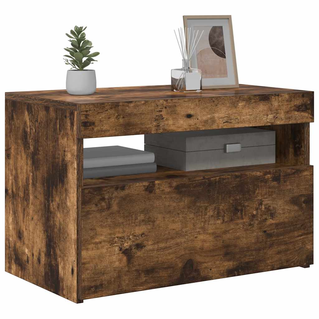 Meuble TV avec lumières LED Chêne fumé 60x35x40 cm - XIOS