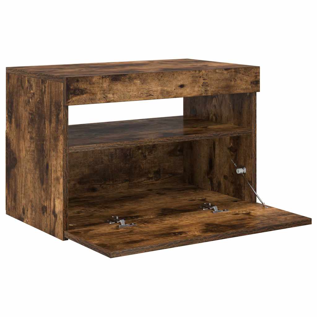 Meuble TV avec lumières LED Chêne fumé 60x35x40 cm - XIOS