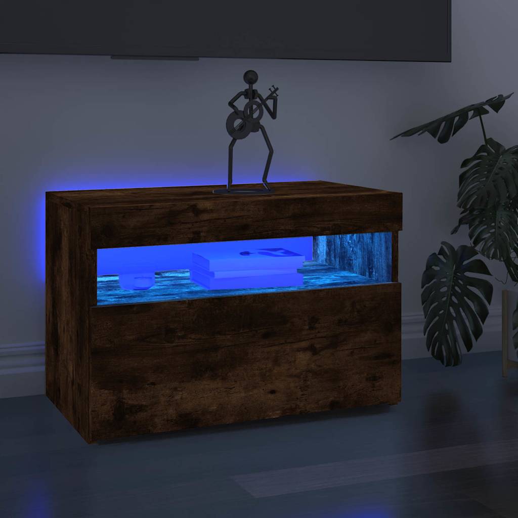 Meuble TV avec lumières LED Chêne fumé 60x35x40 cm - XIOS