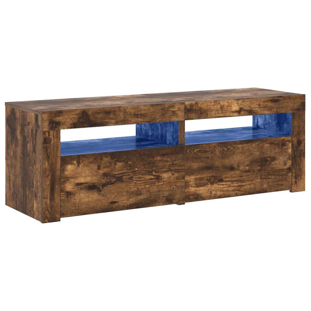 Meuble TV avec lumières LED Chêne fumé 120x35x40 cm - XIOS