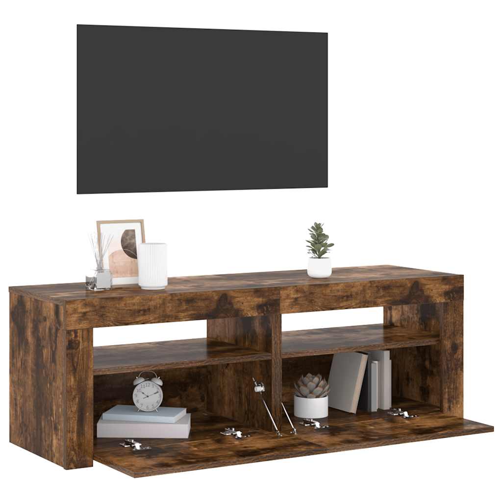 Meuble TV avec lumières LED Chêne fumé 120x35x40 cm - XIOS