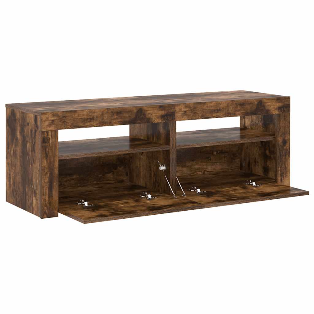 Meuble TV avec lumières LED Chêne fumé 120x35x40 cm - XIOS