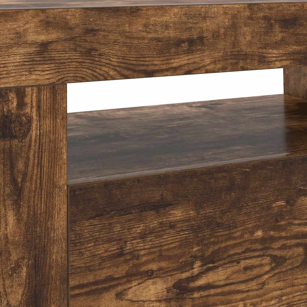 Meuble TV avec lumières LED Chêne fumé 120x35x40 cm - XIOS