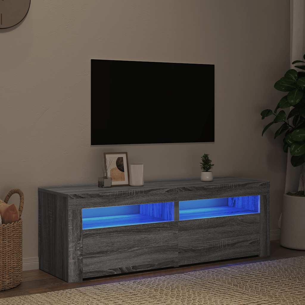 Meuble TV avec lumières LED sonoma gris 120x35x40 cm - XIOS