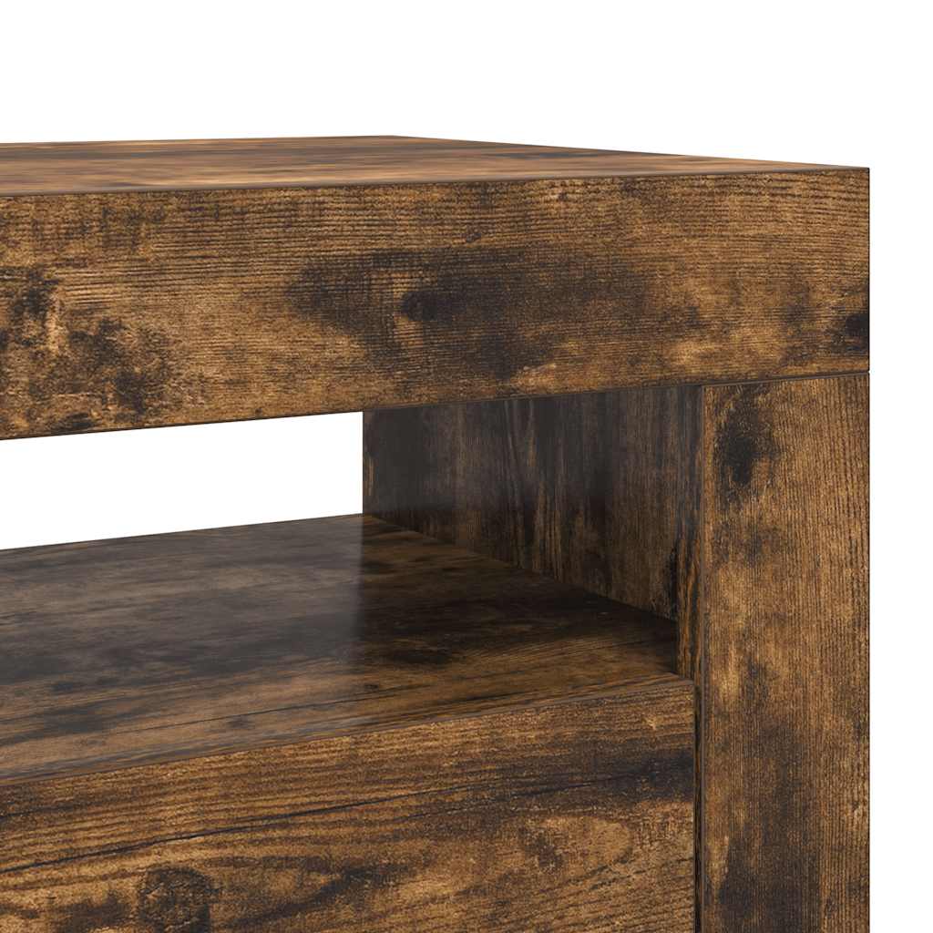 Meuble TV avec lumières LED Chêne fumé 120x35x40 cm - XIOS