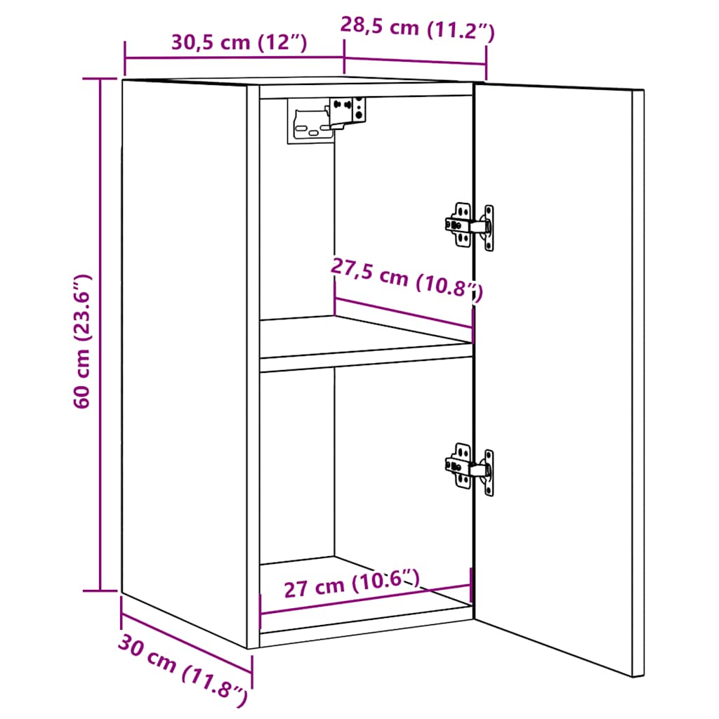 Meuble TV Chêne fumé 30,5x30x60 cm Bois d'ingénierie - XIOS