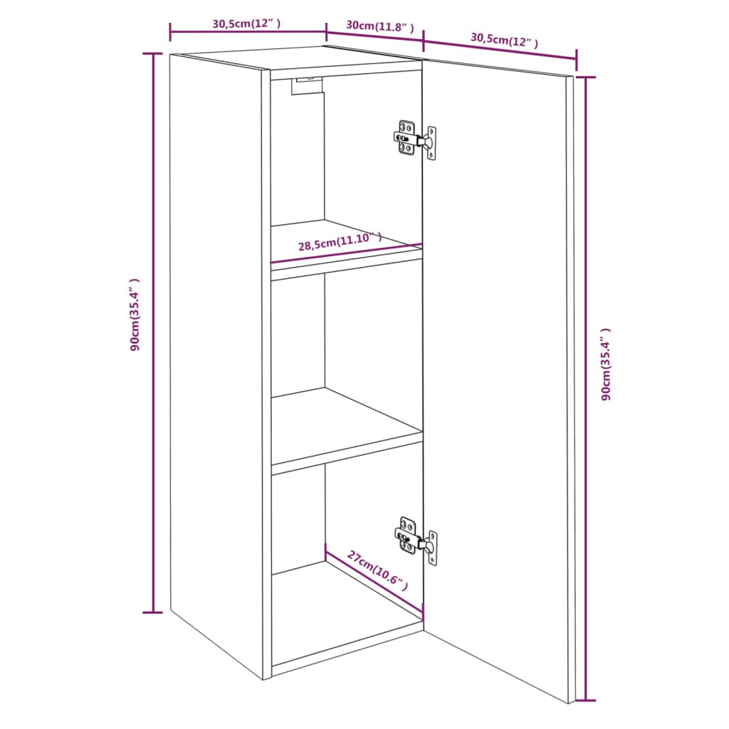 Meubles TV 2 pcs Sonoma gris 30,5x30x90 cm Bois d'ingénierie - XIOS