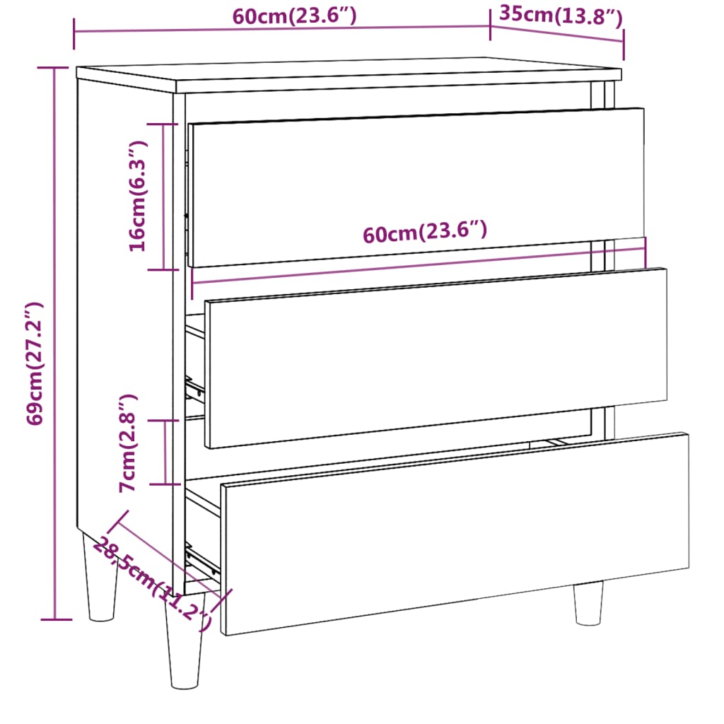 Buffet Chêne fumé 60x35x69 cm Bois d'ingénierie - XIOS