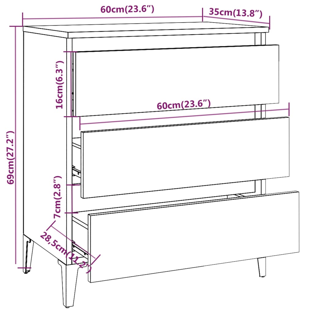 Buffet Chêne fumé 60x35x69 cm Bois d'ingénierie - XIOS