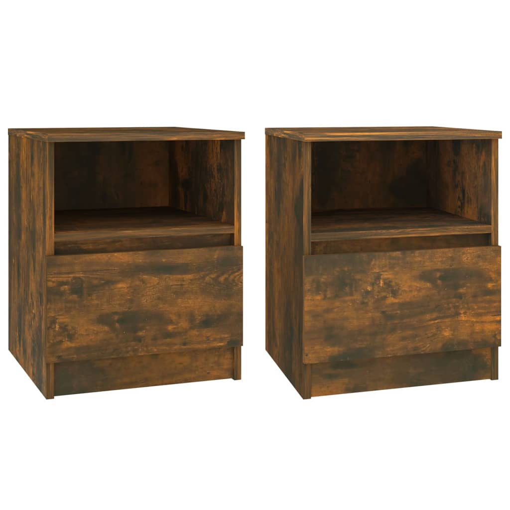 Tables de chevet 2 pcs chêne fumé 40x40x50 cm bois d'ingénierie - XIOS