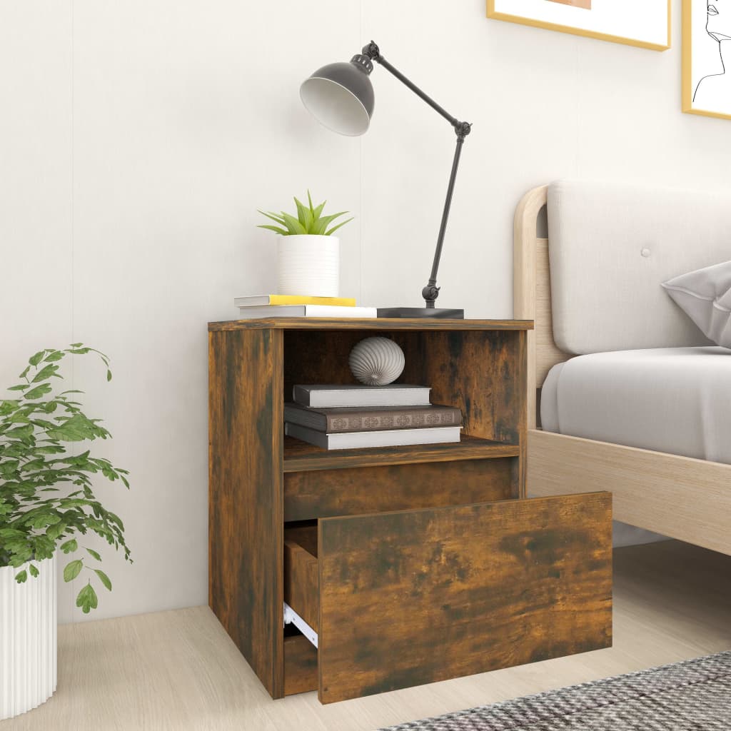 Tables de chevet 2 pcs chêne fumé 40x40x50 cm bois d'ingénierie - XIOS