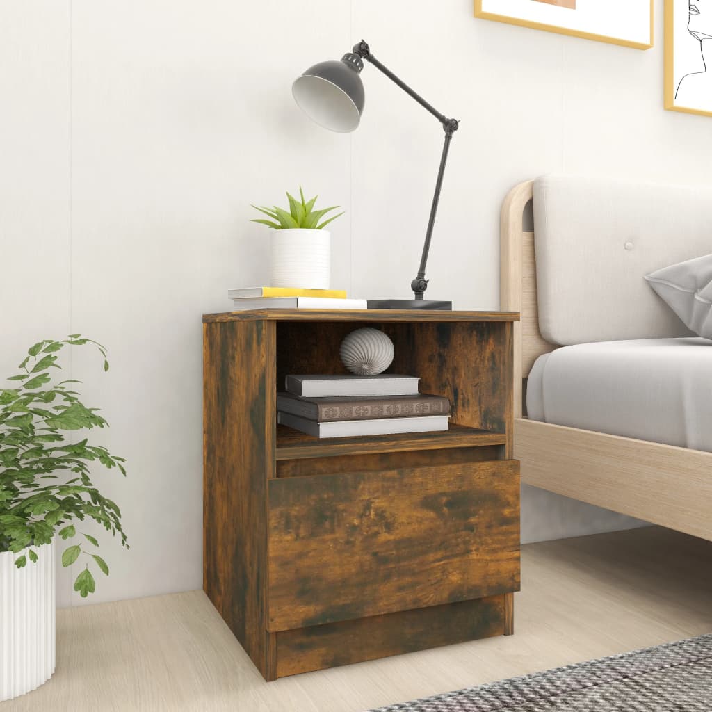 Tables de chevet 2 pcs chêne fumé 40x40x50 cm bois d'ingénierie - XIOS