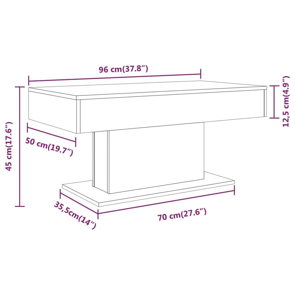 Table basse Chêne fumé 96x50x45 cm Bois d'ingénierie - XIOS