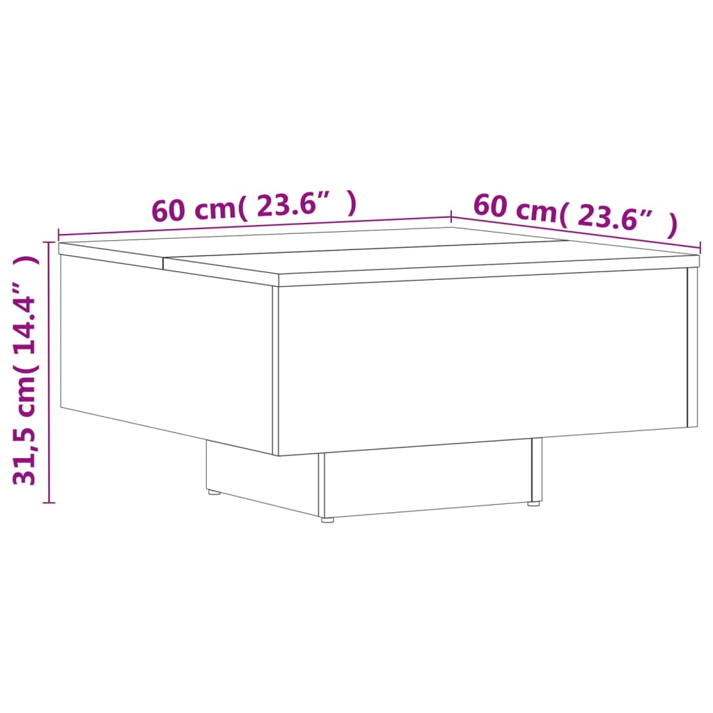 Table basse Sonoma gris 60x60x31,5 cm Bois d'ingénierie - XIOS