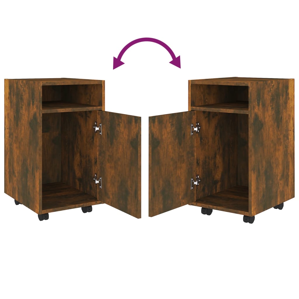 Armoire appoint à roues Chêne fumé 33x38x60cm Bois d'ingénierie - XIOS
