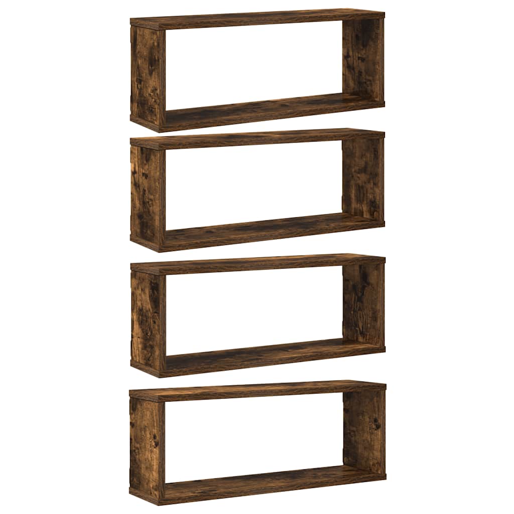 Étagères murales cube 4 pcs Chêne fumé 60x15x23 cm Bois - XIOS