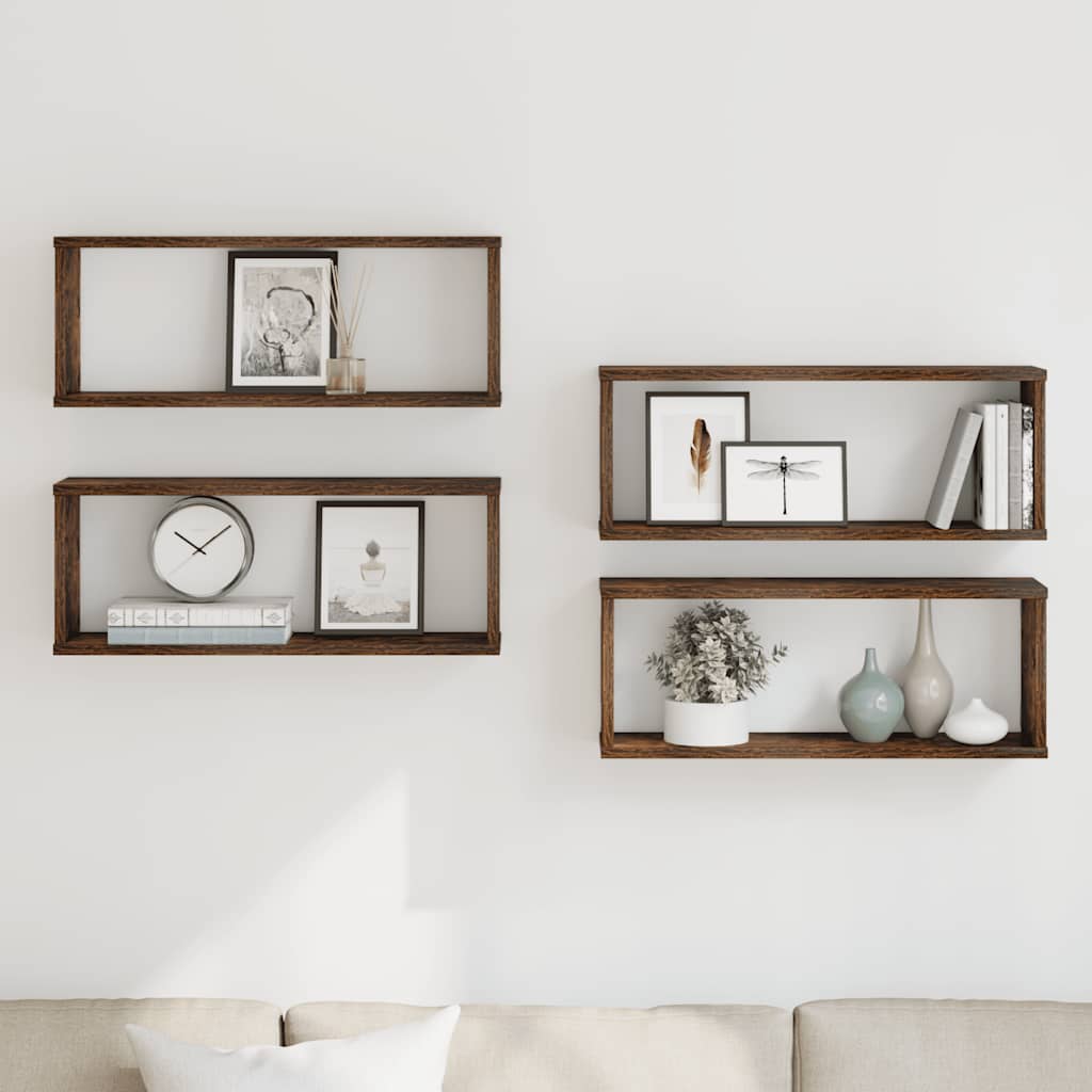 Étagères murales cube 4 pcs Chêne fumé 60x15x23 cm Bois - XIOS