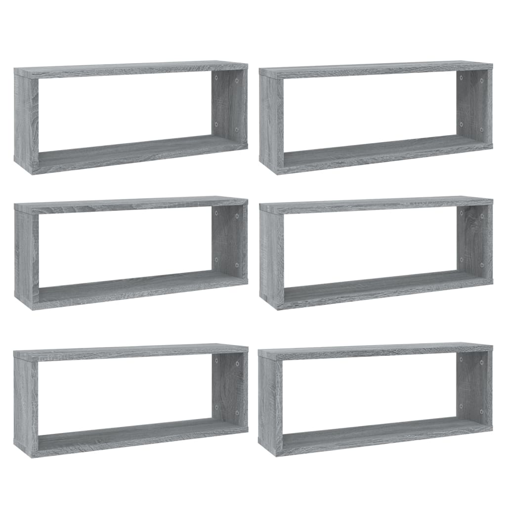 Étagères murales cube 6 pcs Sonoma gris 60x15x23 cm Bois - XIOS