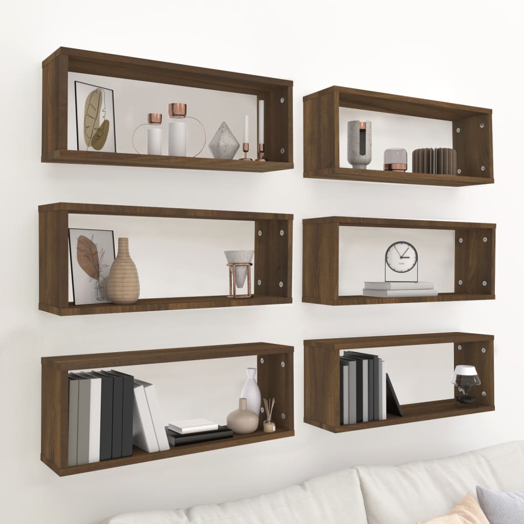 Étagères murales cube 6 pcs Chêne marron Bois d’ingénierie - XIOS