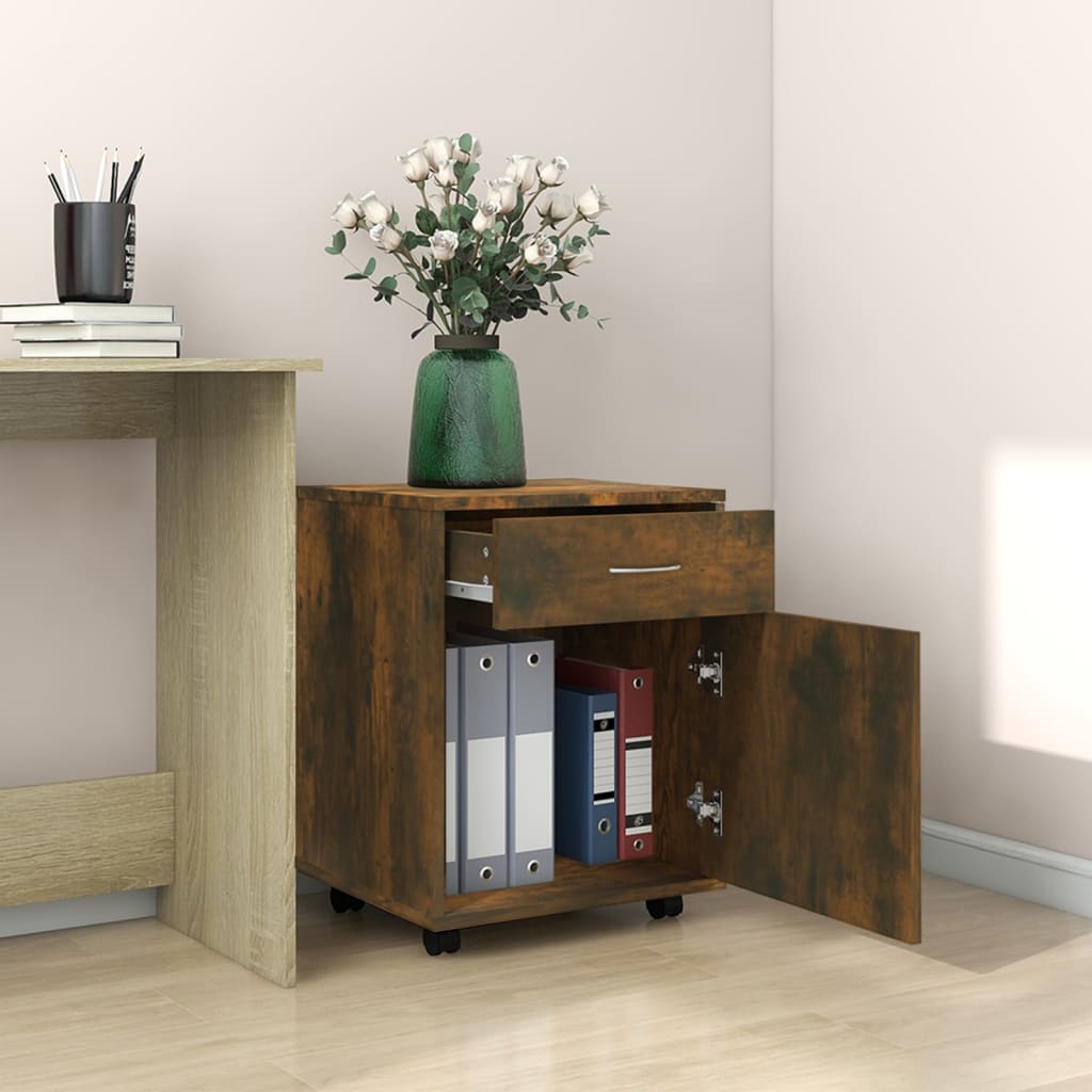 Armoire roulante Chêne fumé 45x38x54 cm Bois d'ingénierie - XIOS